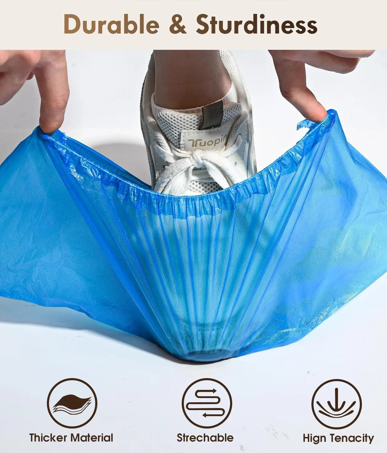 100 Pack (50Pairs) Shoe Covers Disposable Non-Slip, Waterproof Boot Covers with Compact Roll for Easy Storage, Plastic Shoe Covers for Indoor Use, Home Cleaning,Visting, One Size Fits Most