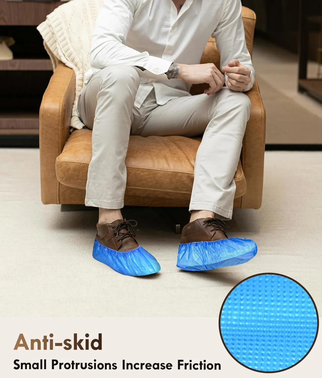 100 Pack (50Pairs) Shoe Covers Disposable Non-Slip, Waterproof Boot Covers with Compact Roll for Easy Storage, Plastic Shoe Covers for Indoor Use, Home Cleaning,Visting, One Size Fits Most