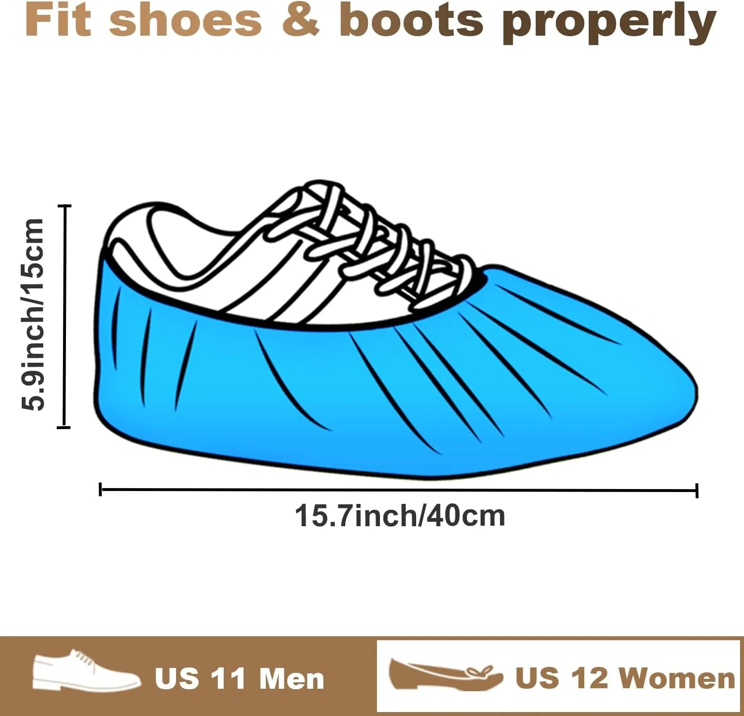 100 Pack (50Pairs) Shoe Covers Disposable Non-Slip, Waterproof Boot Covers with Compact Roll for Easy Storage, Plastic Shoe Covers for Indoor Use, Home Cleaning,Visting, One Size Fits Most