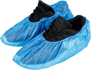 100 Pack Shoe Covers Disposable Non Slip, Premium Waterproof and Recyclable Shoe Booties Covers for Indoors, Fits Up To 9 US Men and 11 US Women Size, 50 Pairs Elastic Caps Plastic Shoe Covers