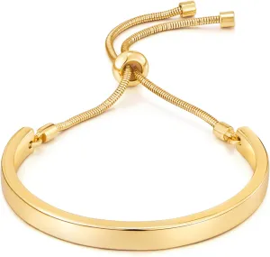 14K Gold Bracelets for Women Adjustable Slider Bracelet Bangle Bracelets for Women Gold Chain Bracelet