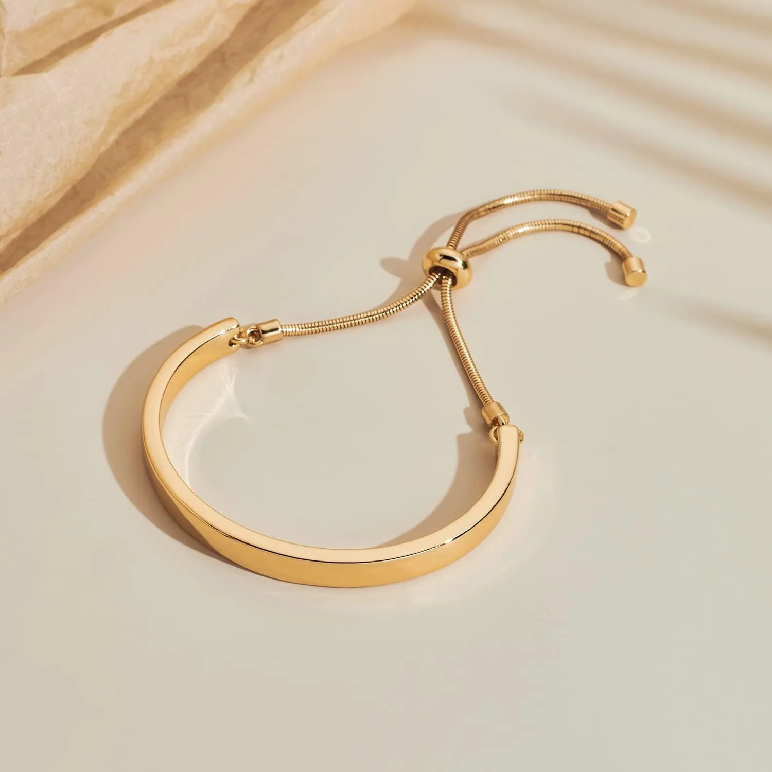 14K Gold Bracelets for Women Adjustable Slider Bracelet Bangle Bracelets for Women Gold Chain Bracelet