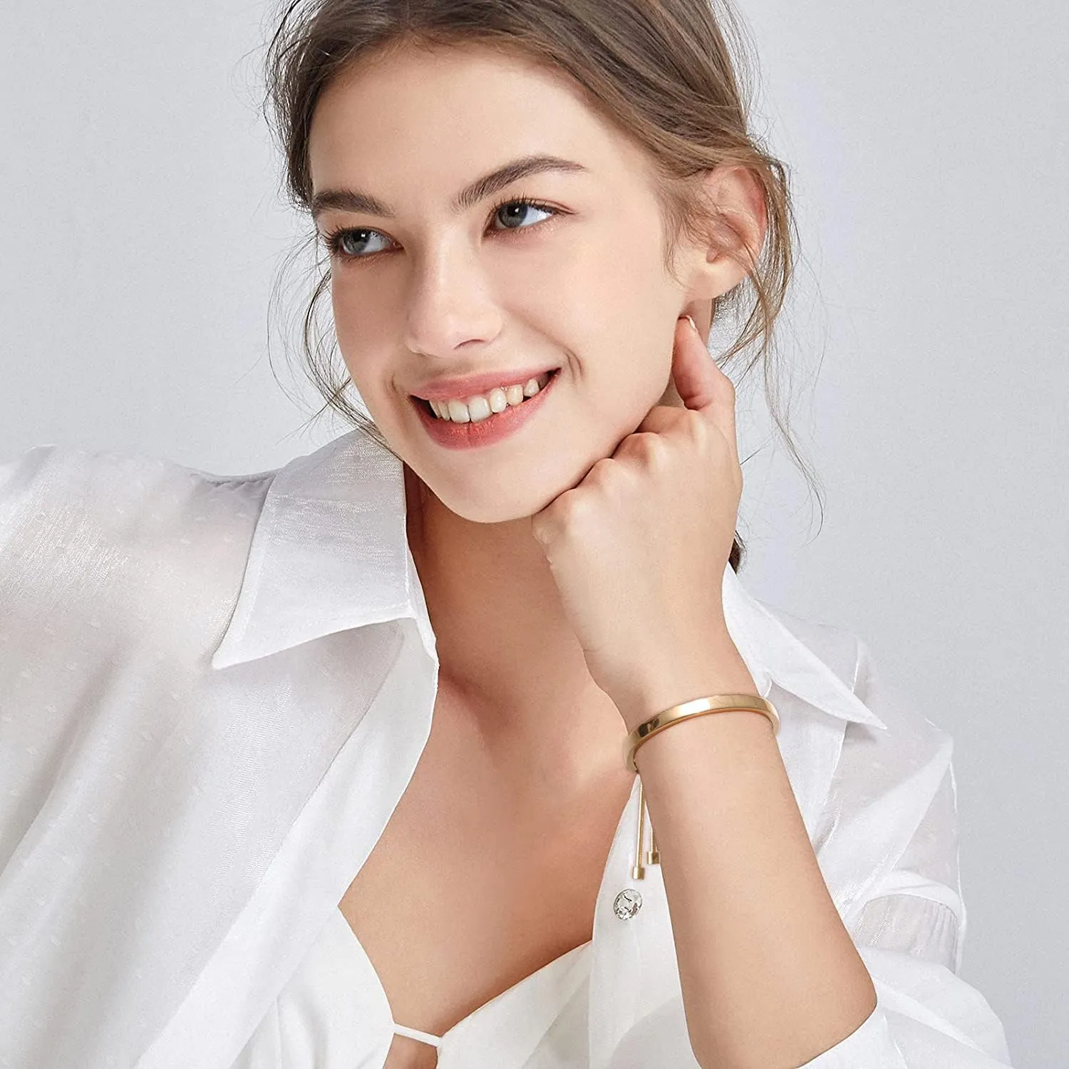 14K Gold Bracelets for Women Adjustable Slider Bracelet Bangle Bracelets for Women Gold Chain Bracelet