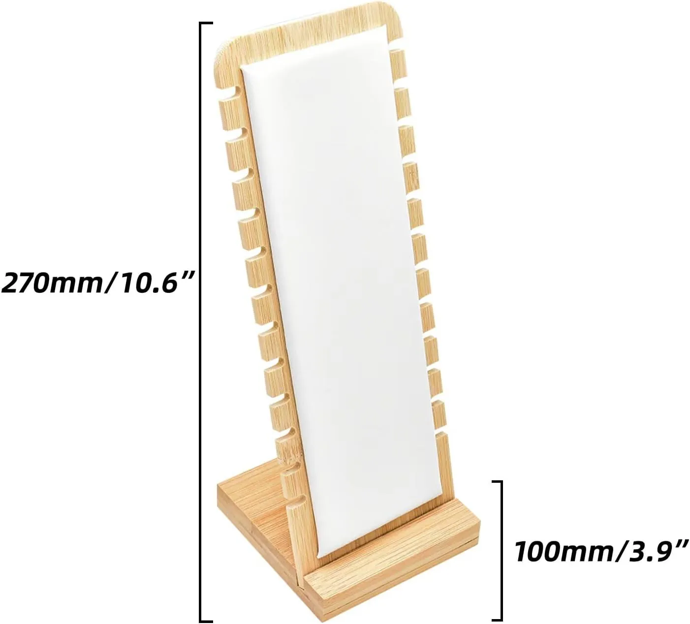 2 Pack Bamboo Panel Jewelry Necklace Tabletop Display Boards Stand (White)