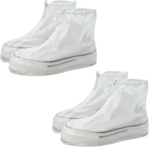 2 Pairs Waterproof Rain Covers for Shoes, PVC Reusable Rain Shoes Cover, Non-Slip Rain Boot Covers for Cycling Outdoor Camping