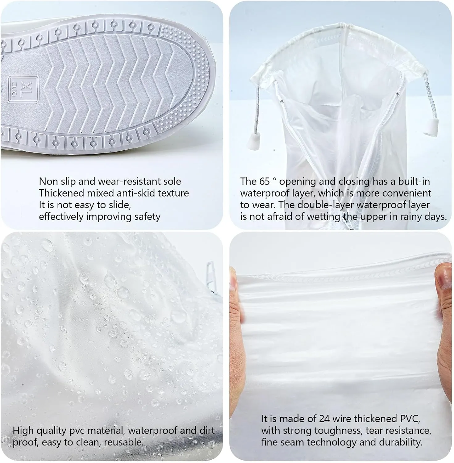 2 Pairs Waterproof Rain Covers for Shoes, PVC Reusable Rain Shoes Cover, Non-Slip Rain Boot Covers for Cycling Outdoor Camping