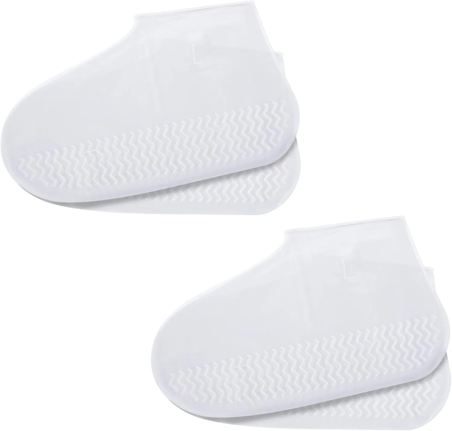 2 Pairs Waterproof Shoe Covers, Reusable Silicone Rain Shoe Covers Clear Hard Sole Version Non Slip Shoe Covers for Women and Men Outdoor Travel