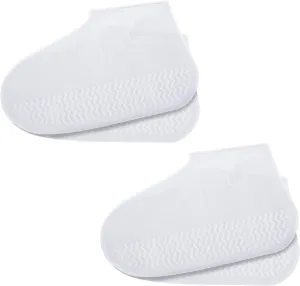 2 Pairs Waterproof Shoe Covers, Reusable Silicone Rain Shoe Covers Clear Hard Sole Version Non Slip Shoe Covers for Women and Men Outdoor Travel