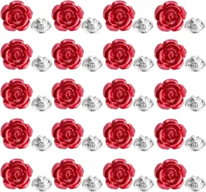20 Pcs Enamel Rose Flowe Brooches Pins for Women Colorful Floral Brooch Flower Lapel Pin Badge Crafts Breastpin Jewelry Gift for Women Men Clothing Bags Backpacks Jackets Hat