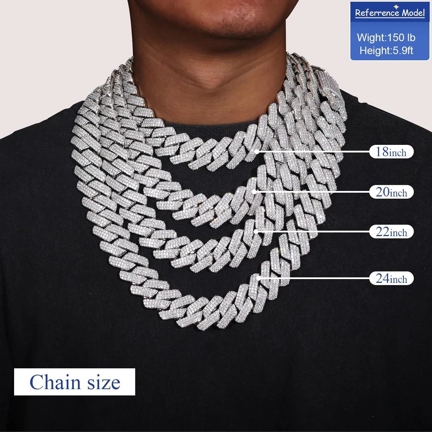 25MM Big Cuban Link Chain for Men Thick Iced Out Chain 18K Gold Plated 5A  Zicron Cuban Necklace Gold/Silver Iced Out Diamond Miami Cuban Necklace Bling Luxury Jewelry