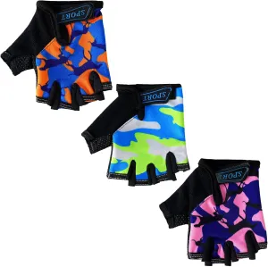 3 Pairs Kids Bike Gloves Kids Half Finger Fingerless Workout Gloves Non-Slip Gel for Bike Motorcycle