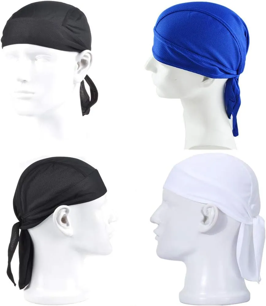 4 Pack Head Wraps Cycling Caps Dew Rag Skull Caps Beanie Cap Do Rags, Pirate Hats, Doo Rag, Durag Bandana