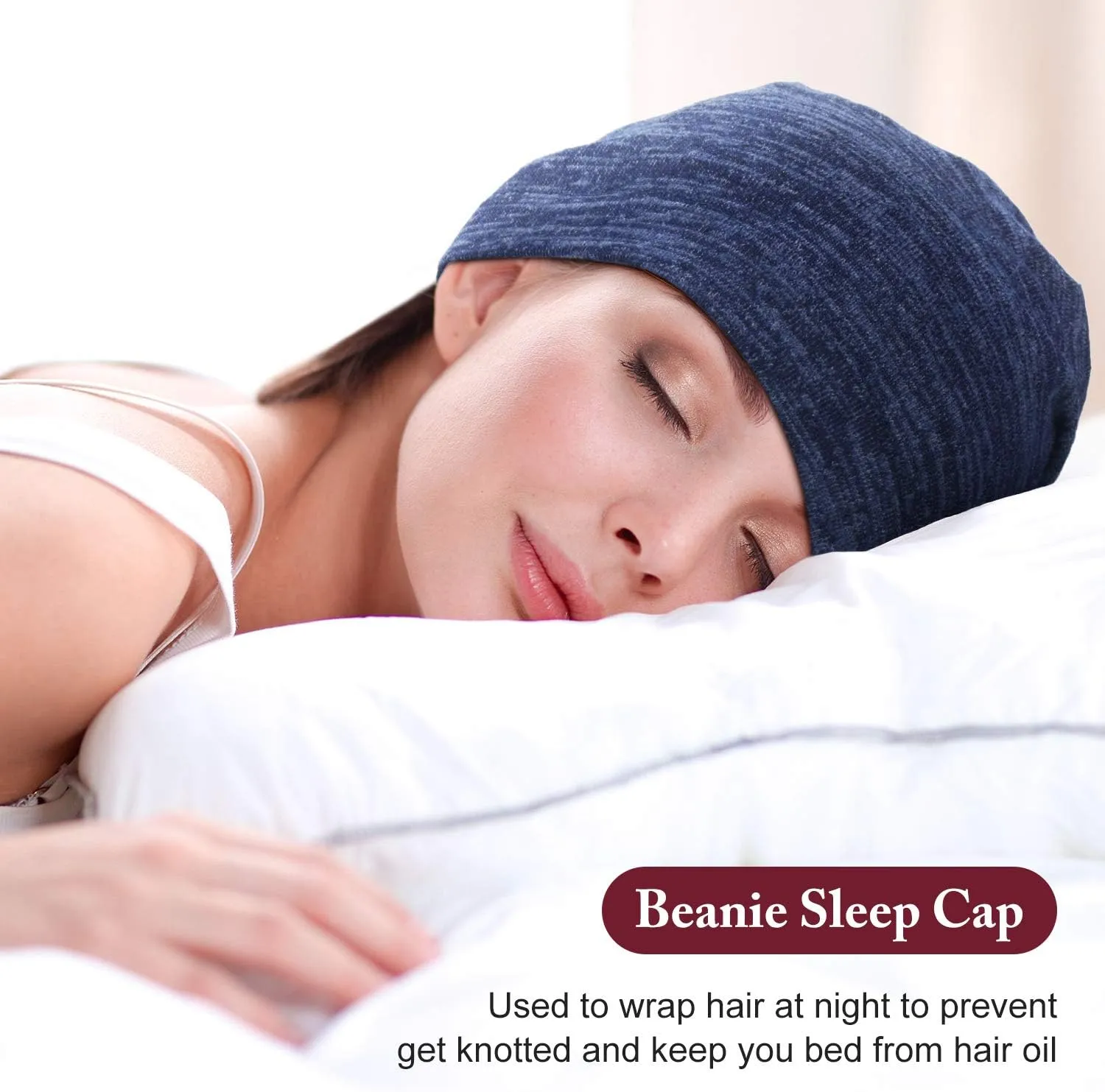 4 Pieces Satin Lined Sleep Cap Slouchy Beanie Hat Night Hair Cap for Women