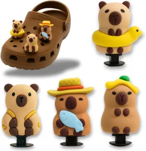4PCS 3D Capybara Shoe Charms  Cute PVC Shoe Decorations for Clogs, Sneakers & Sandals  Fun Shoe Accessories for Kids, Boys & Girls