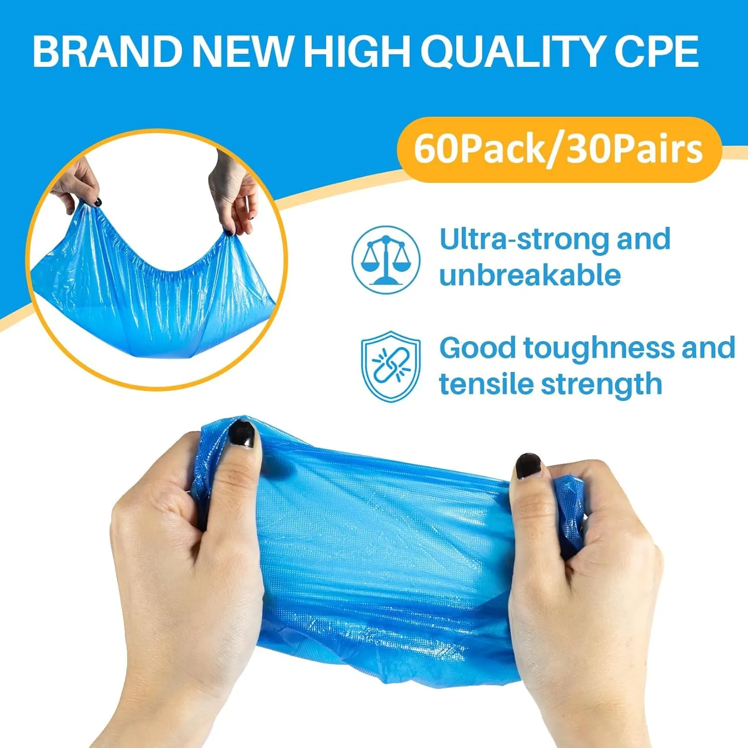 60 Pack (30 Pairs) Shoe Covers - Boot Covers Plastic Disposable Waterproof Shoe Covers for Men and Women Fits All Sizes of Shoes for House Cleaning