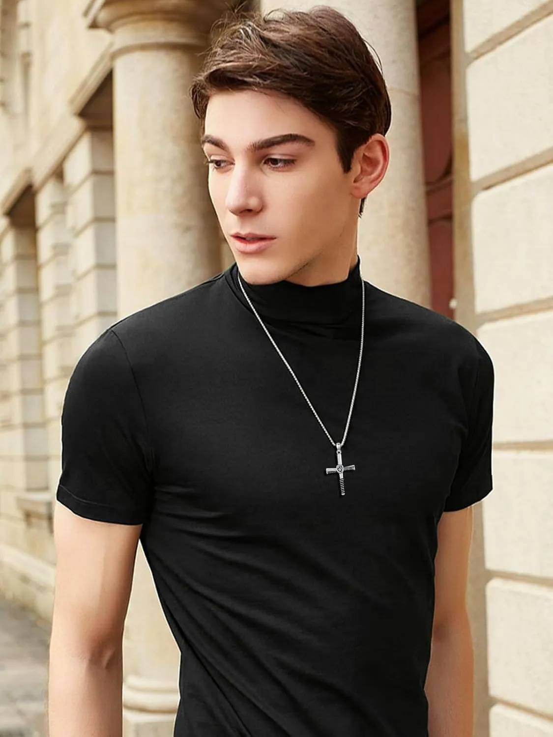 925 Sterling Silver Sports Necklace Cross Pendant Personalized Number Name Necklace Jewelry Gifts for Men Women(with Gift Box)