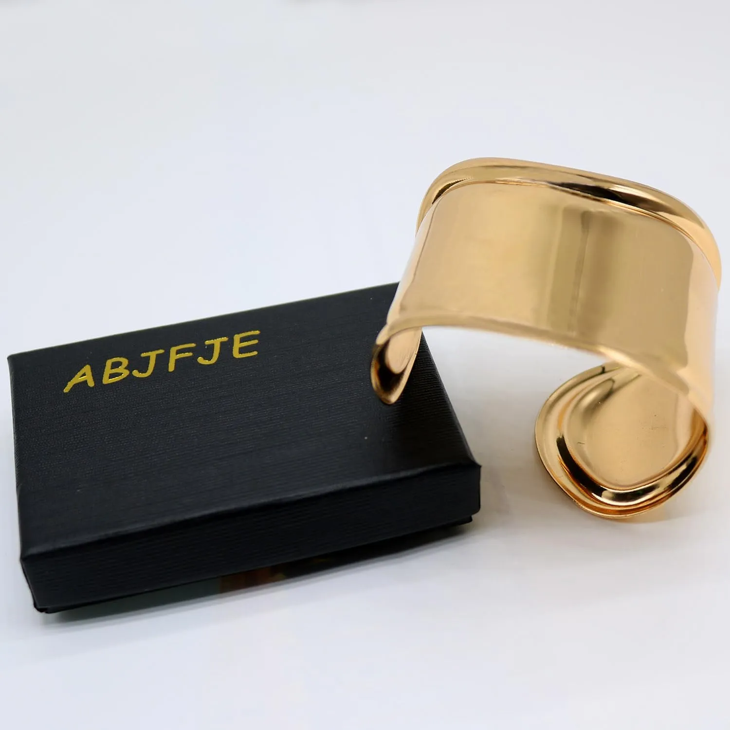 ABJFJE Fashion Exaggerated Wide Grooved Brushed Cuff Hinged Bangle Bracelets Smooth Punk Statement Gold Bangles Bracelet for Women Jewelry Gift Gold