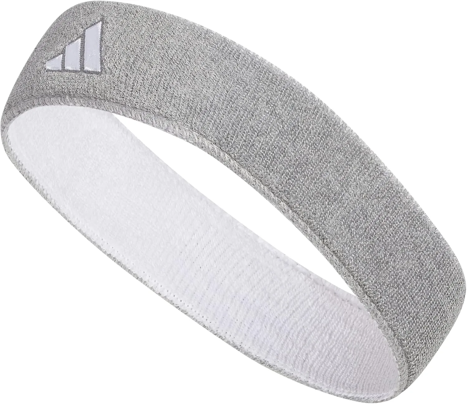 adidas Interval Reversible Elastic Sweat Headband for Men and Women, Heather Light Grey/White(2.0), One Size