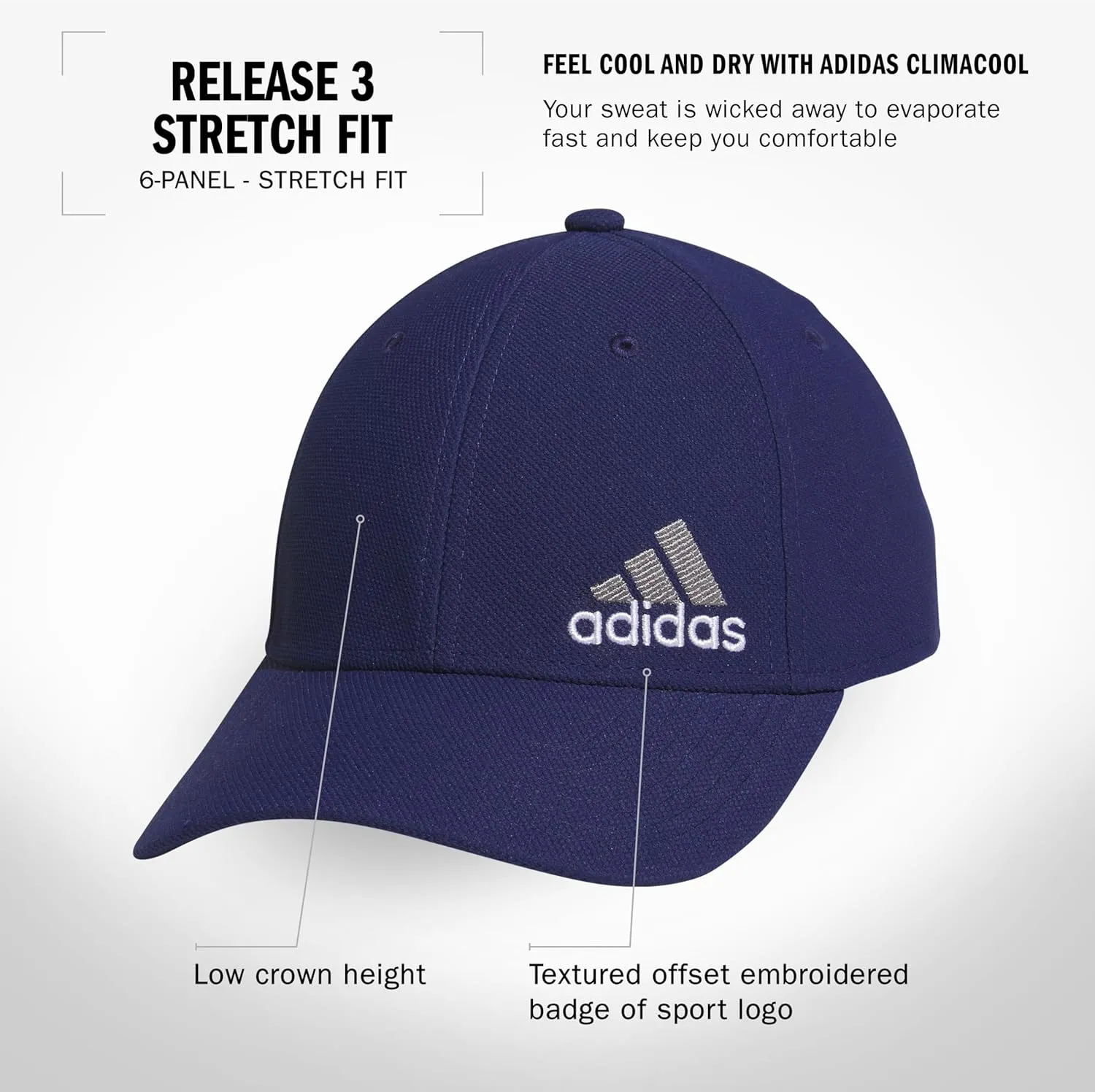 adidas Men's Release 3 Structured Stretch Fit Cap