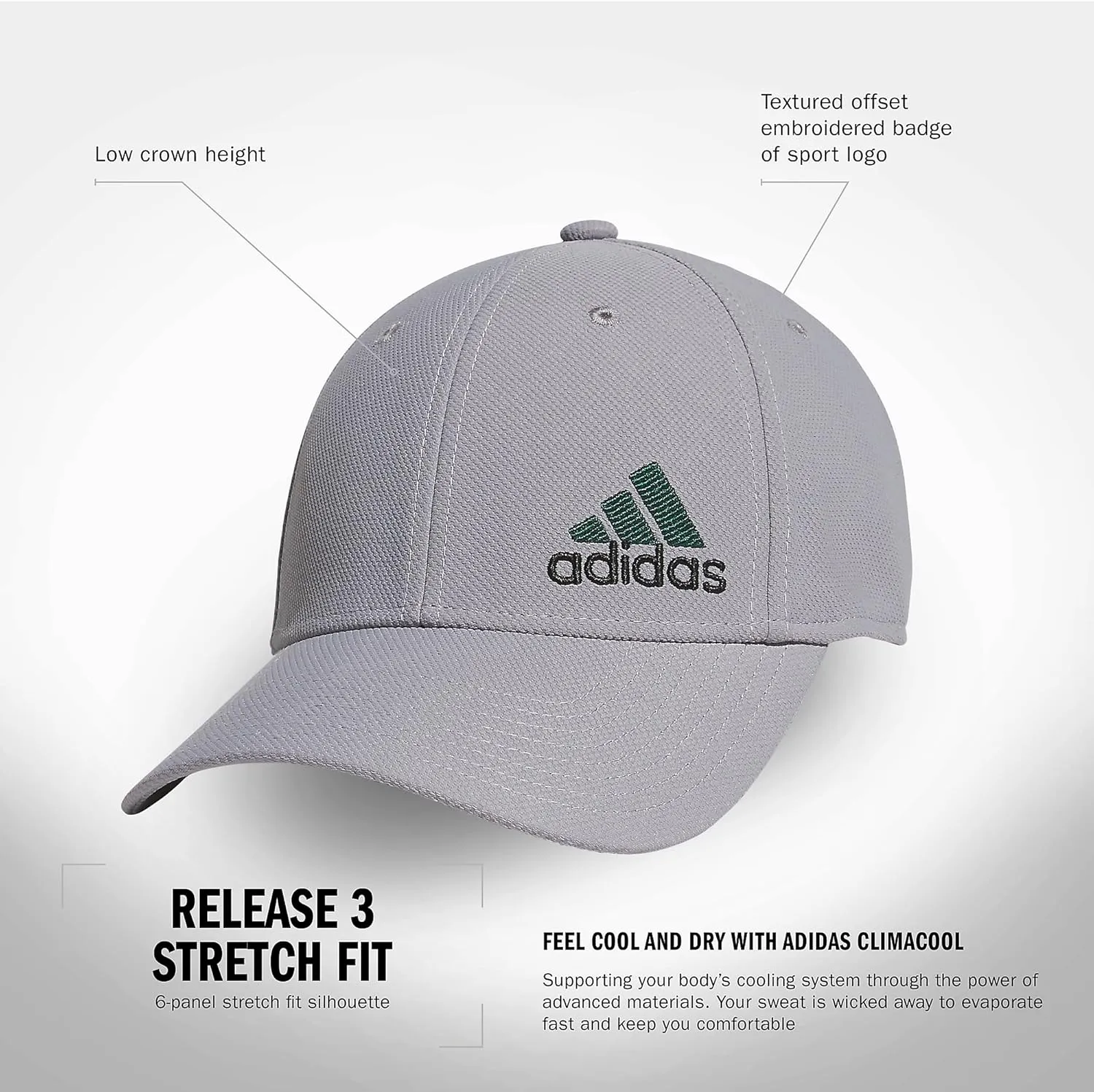 adidas Men's Release 3 Structured Stretch Fit Cap