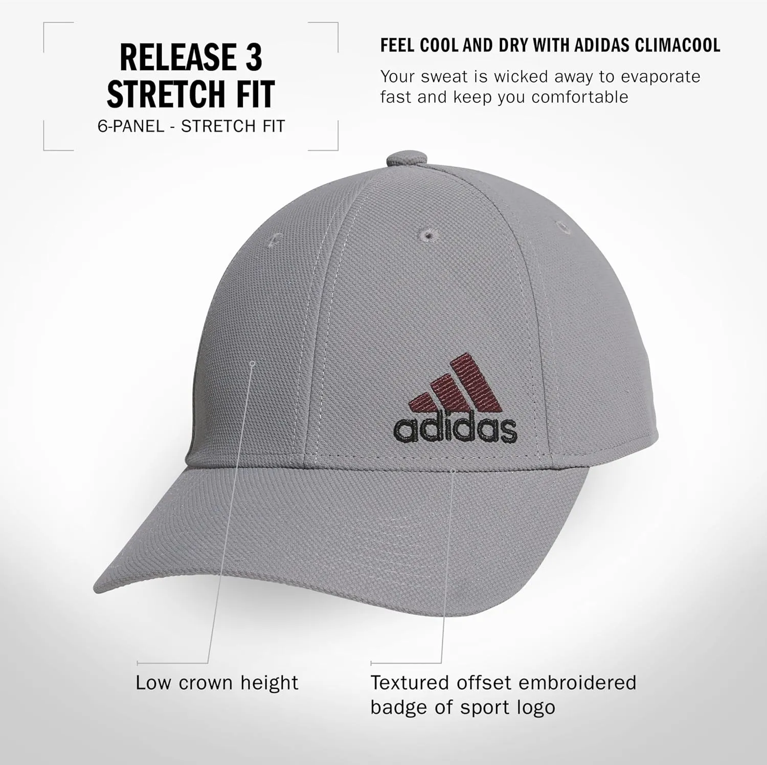 adidas Men's Release 3 Structured Stretch Fit Cap