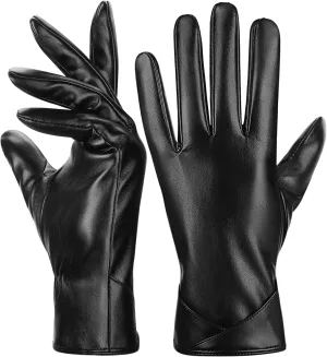 Aegend Leather Gloves for Women, Super Soft Warm Lining Full Hand Touchscreen Anti-Slip Thermal