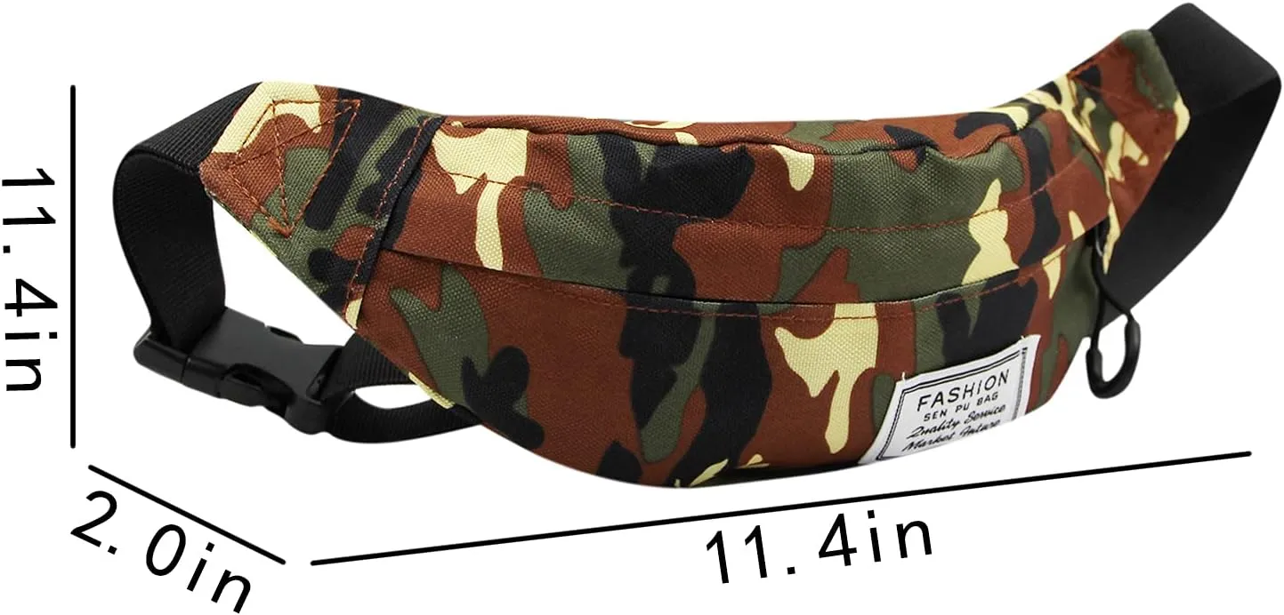 AIBEARTY Kids Fanny Pack Boys Small Camouflage Waist Pack Belt Waist Bag Pack Pouch with Adjustable Strap for Children Sport Running, Camping, Trip