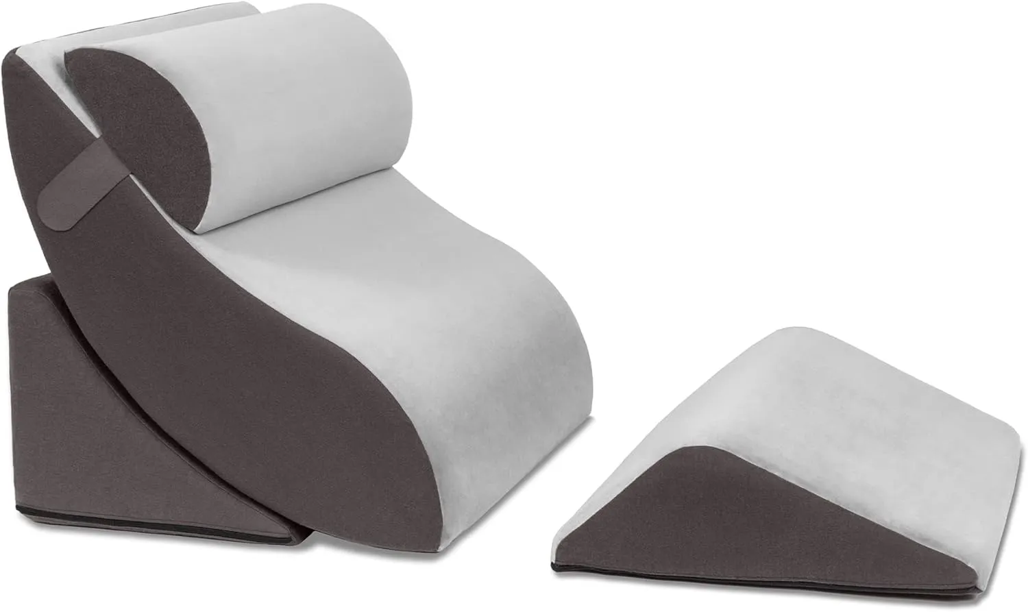 Avana Kind Bed Orthopedic Support Wedge Pillow Comfort System  for Post-Surgery, Heartburn, Snoring, Acid Reflux & GERD, 4-Piece-Set, Grey/Charcoal