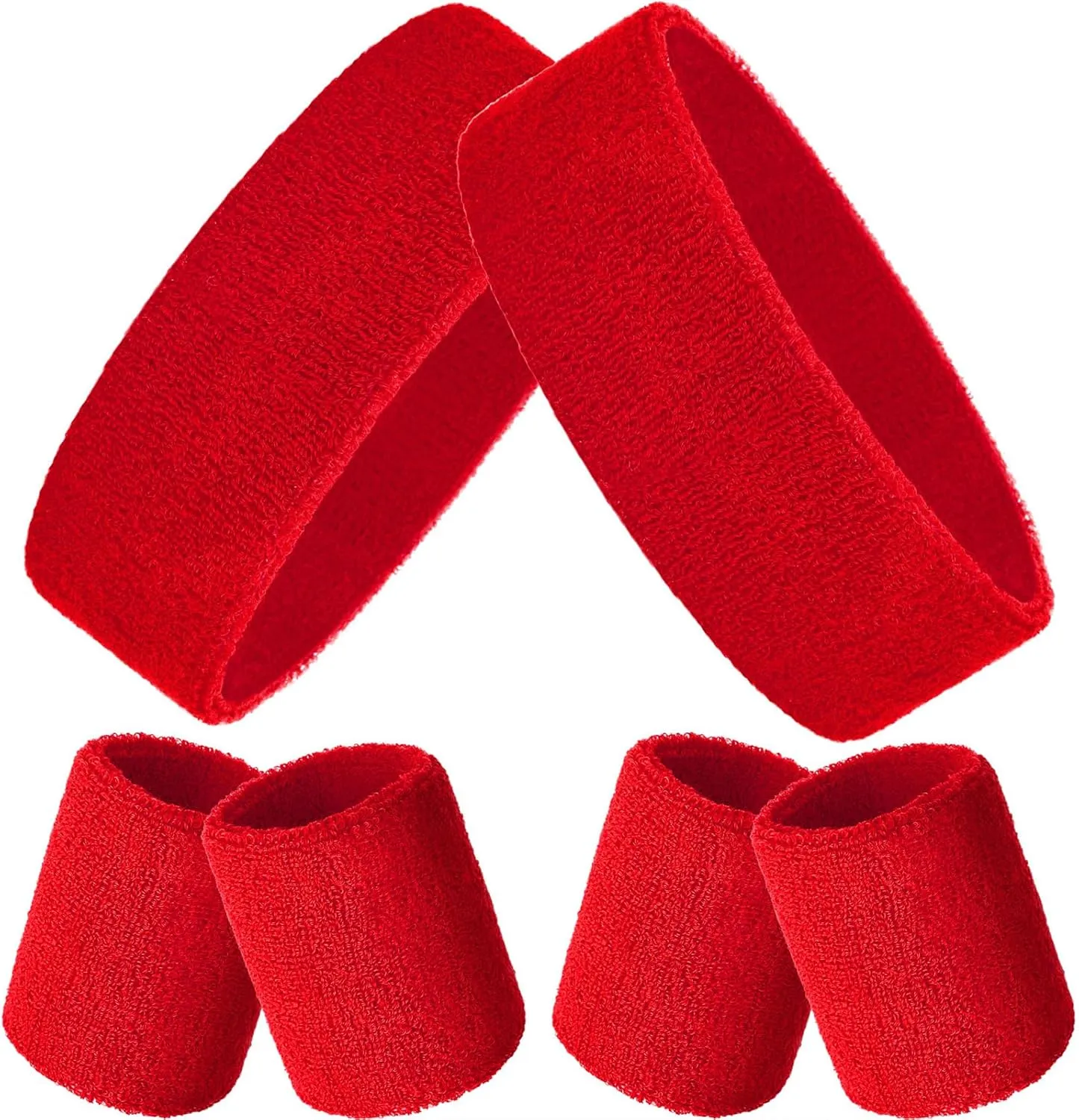 Bememo 6 Pcs Neon Sports Sweatbands Set Paris Sports Competitions Sweatbands 2 Headband 4 Wristbands Breathable Terry Cloth Athletic Bands for Basketball Tennis Costumes Cosplay
