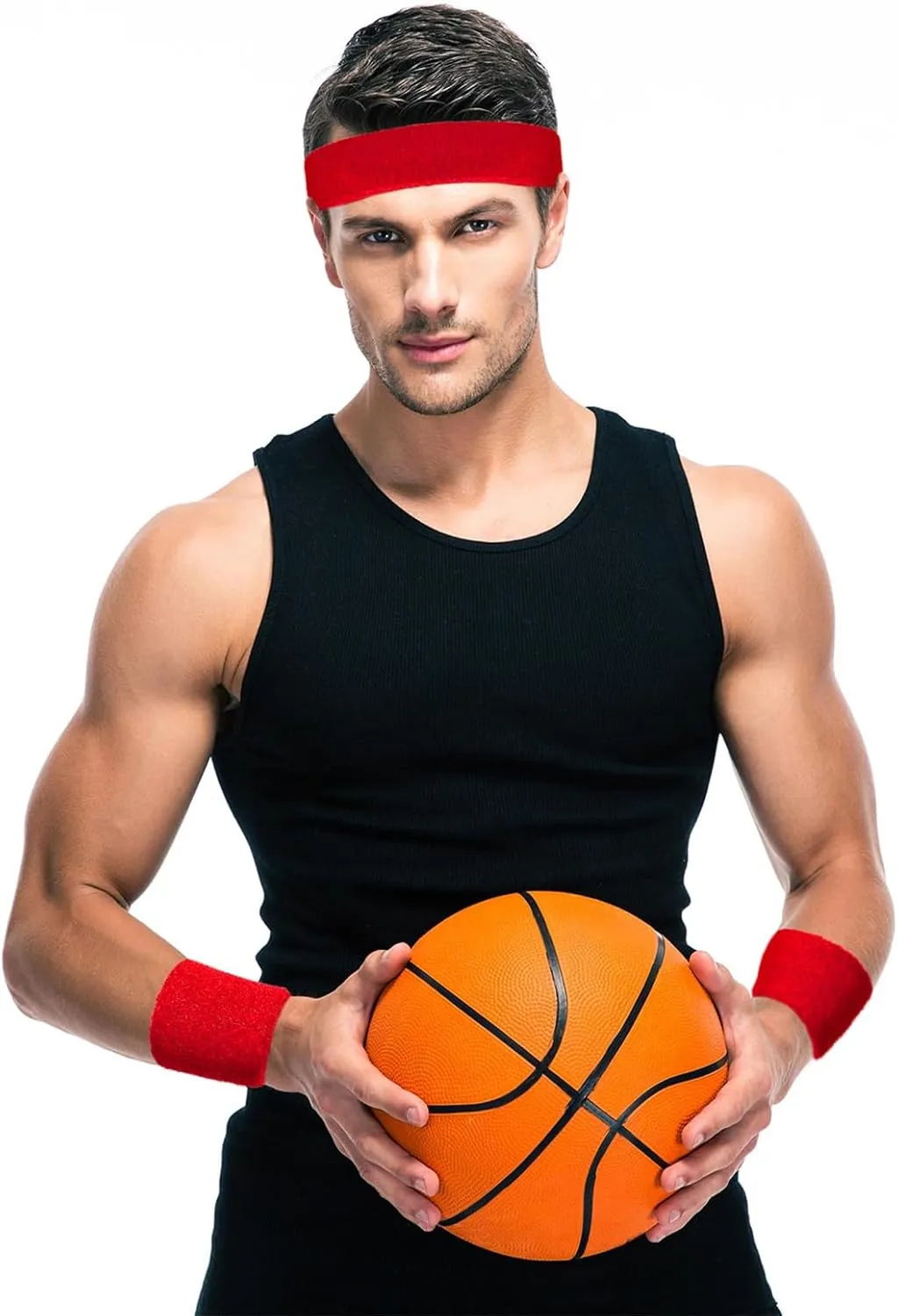 Bememo 6 Pcs Neon Sports Sweatbands Set Paris Sports Competitions Sweatbands 2 Headband 4 Wristbands Breathable Terry Cloth Athletic Bands for Basketball Tennis Costumes Cosplay