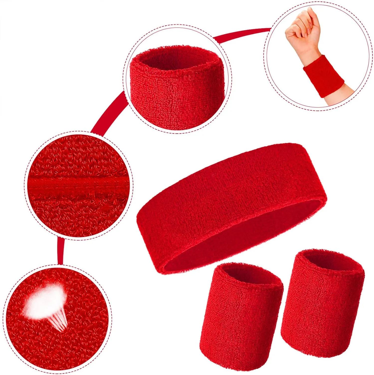 Bememo 6 Pcs Neon Sports Sweatbands Set Paris Sports Competitions Sweatbands 2 Headband 4 Wristbands Breathable Terry Cloth Athletic Bands for Basketball Tennis Costumes Cosplay
