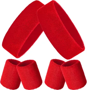 Bememo 6 Pcs Neon Sports Sweatbands Set Paris Sports Competitions Sweatbands 2 Headband 4 Wristbands Breathable Terry Cloth Athletic Bands for Basketball Tennis Costumes Cosplay