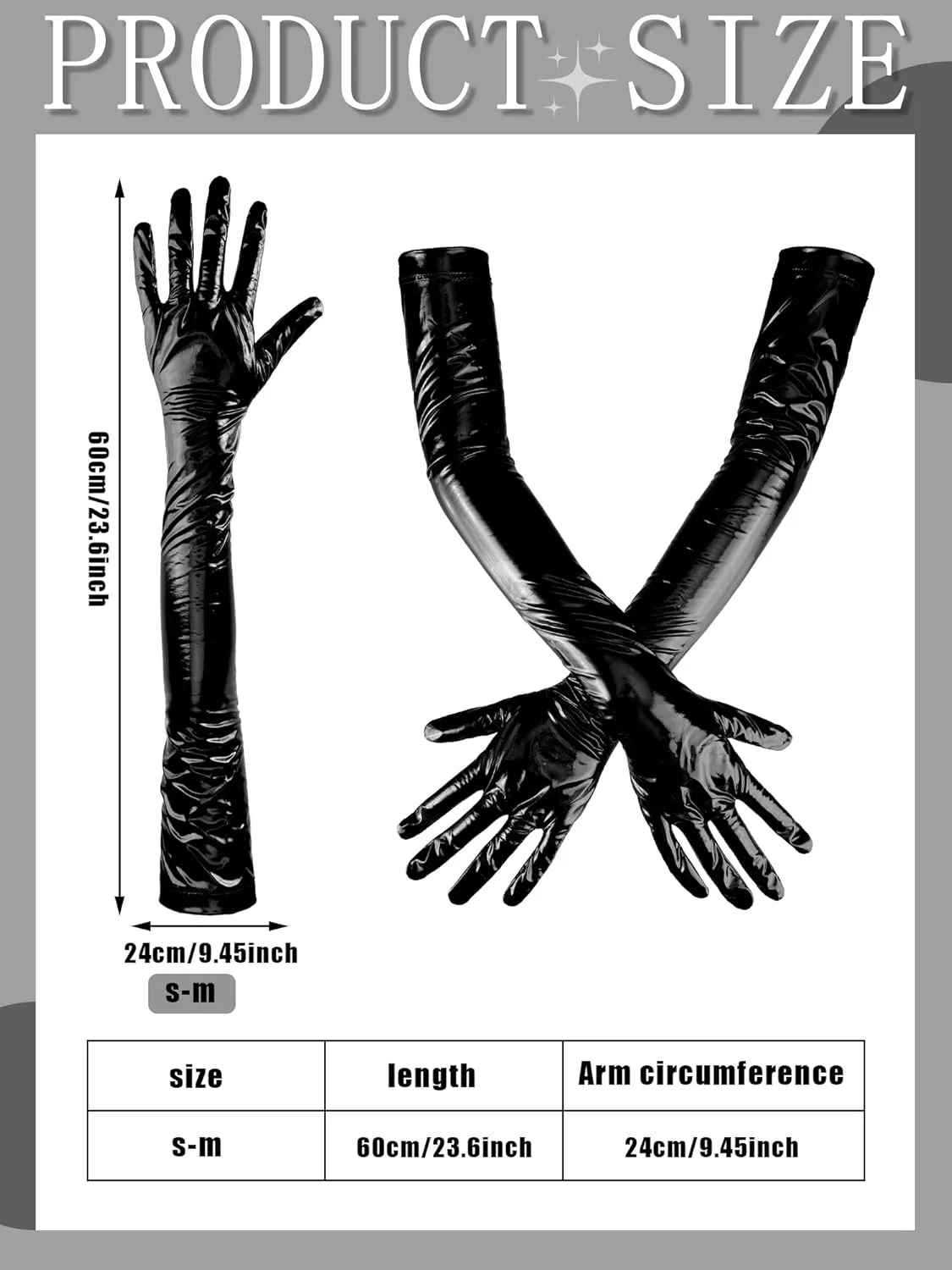Bencailor Women Long Gloves Patent Leather Gloves for Costume Photoshoot