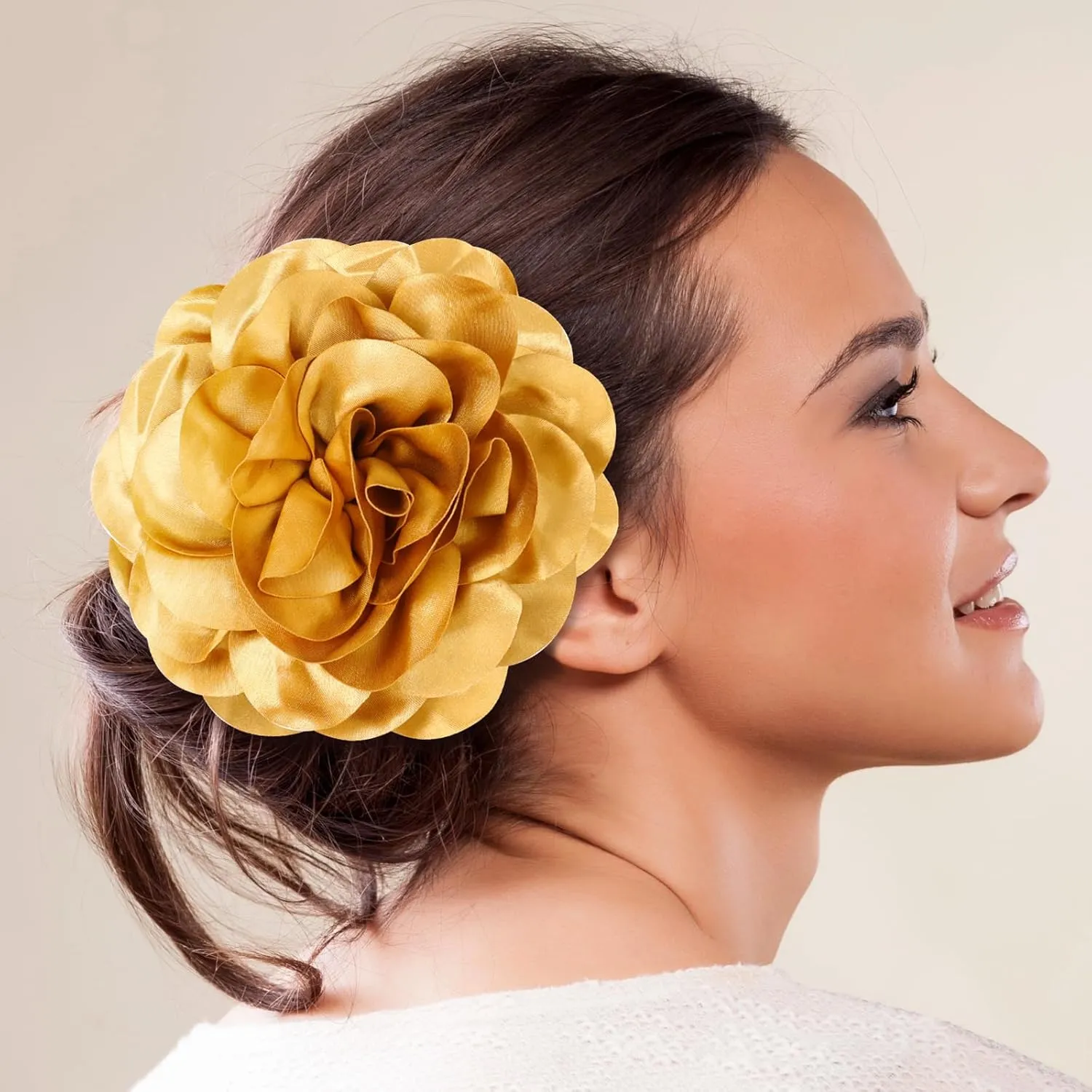 Big Flower Dainty Satin Fabric Rose Flower Brooches Large Rose Flowers Satin Lapel Brooches for Women Wedding Dinner Party Decoration 7.48 Inches