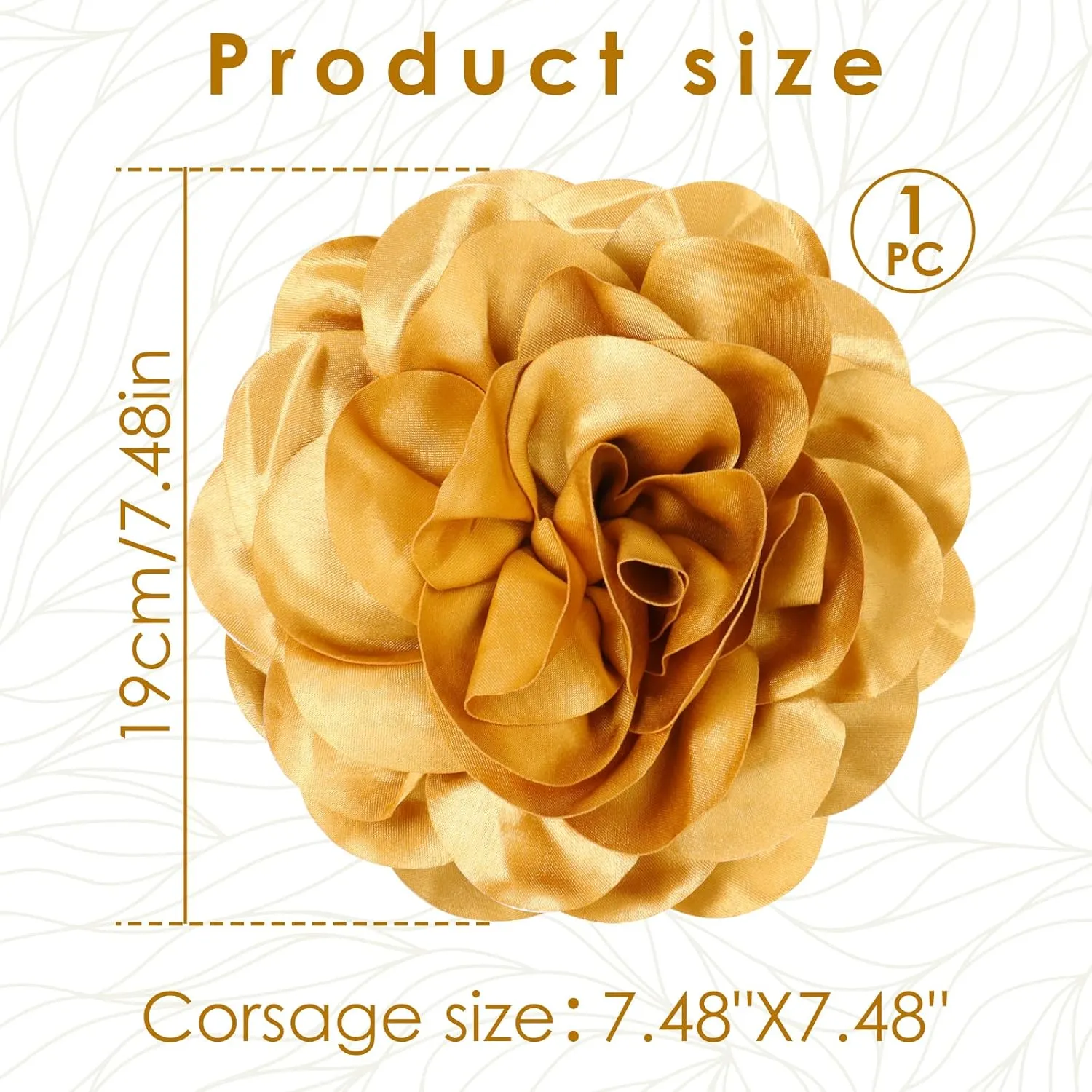 Big Flower Dainty Satin Fabric Rose Flower Brooches Large Rose Flowers Satin Lapel Brooches for Women Wedding Dinner Party Decoration 7.48 Inches