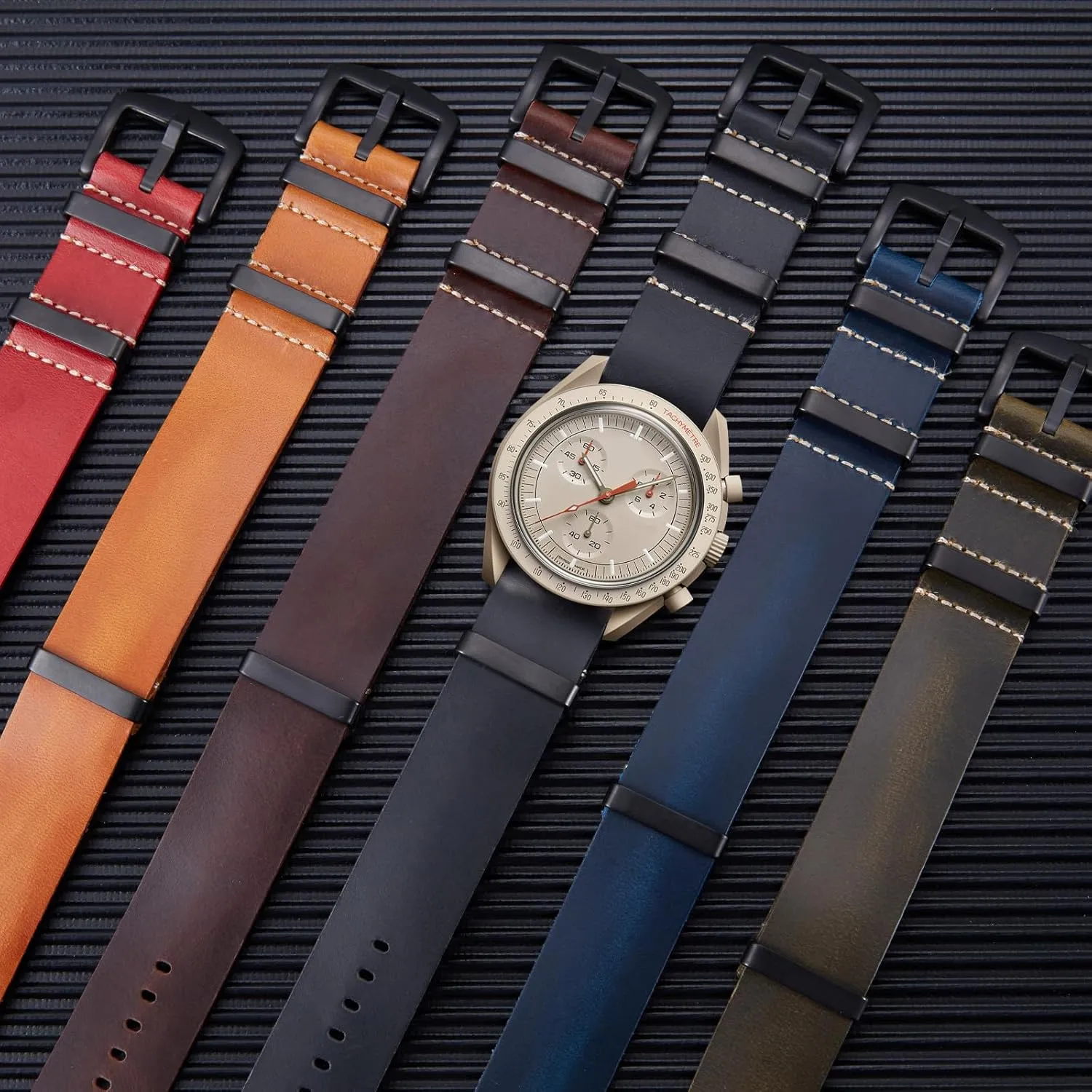 BINLUN Leather Watch Band Crazy Horse Oiled Leather Watch Straps 18mm 19mm 20mm 21mm 22mm 24mm Replacement One-Piece Watchbands for Men and Women Silver & Black Buckle