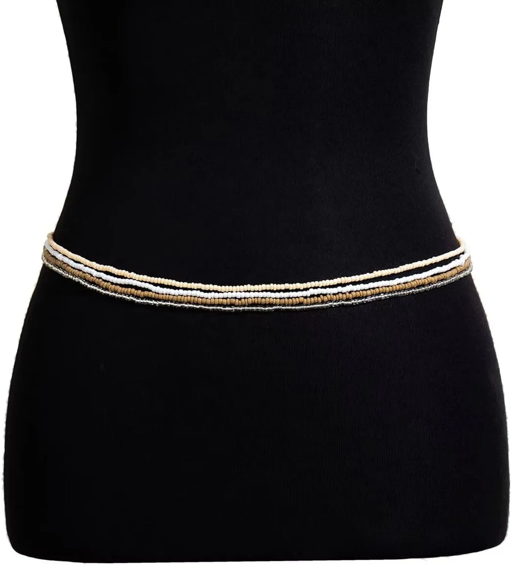 Blue Drop Sexy Rice Beaded Waist Chain Summer Beach Colorful Layered Belly Body Chain Bikini Body Belly Chains Bohemia Body Jewelry Gifts For Women