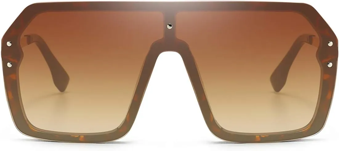 BOJOD Oversized Sunglasses for Women Trendy One Piece Flat Top Rimless Sunglasses Siamese Big Large Shades