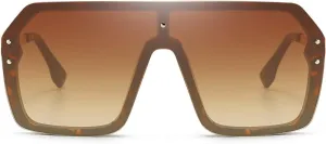 BOJOD Oversized Sunglasses for Women Trendy One Piece Flat Top Rimless Sunglasses Siamese Big Large Shades