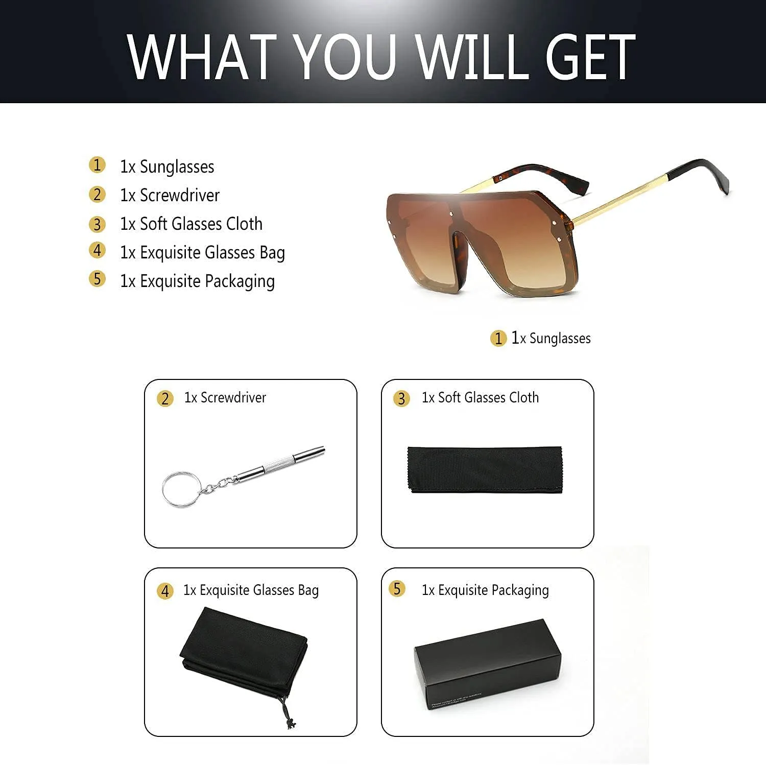 BOJOD Oversized Sunglasses for Women Trendy One Piece Flat Top Rimless Sunglasses Siamese Big Large Shades