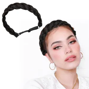 Braided Headband,Oversized Classic Wide Braids,Adjustable Elastic Strap Synthetic Wig Headband,Elastic Synthetic Chunky Hair Braid Stretch Plaited Hair Headbands Hairpiece Fashion Accessories