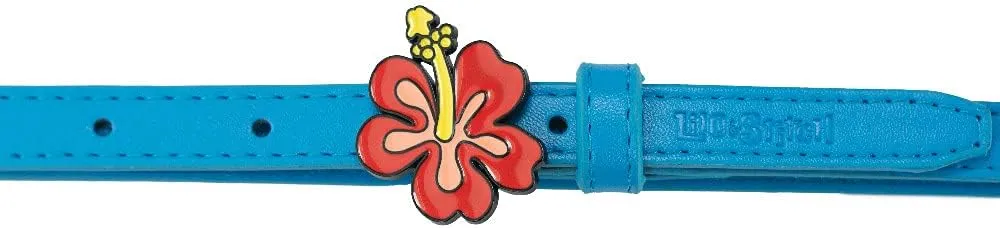 Buckle-Down Women's Disney, Lilo and Stitch Hibiscus Flower, Blue Vegan Patent Leather Belt