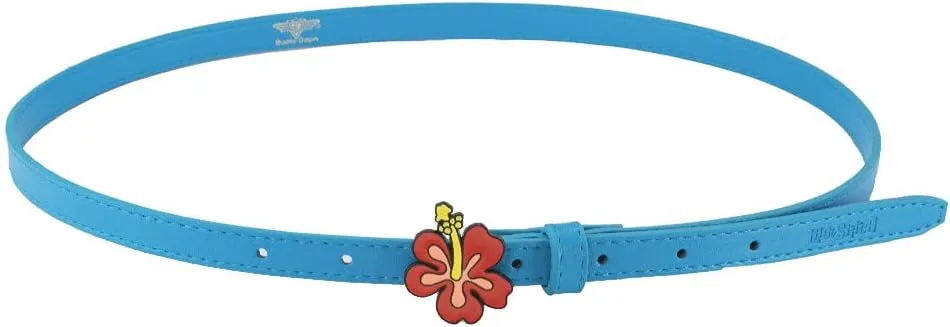 Buckle-Down Women's Disney, Lilo and Stitch Hibiscus Flower, Blue Vegan Patent Leather Belt