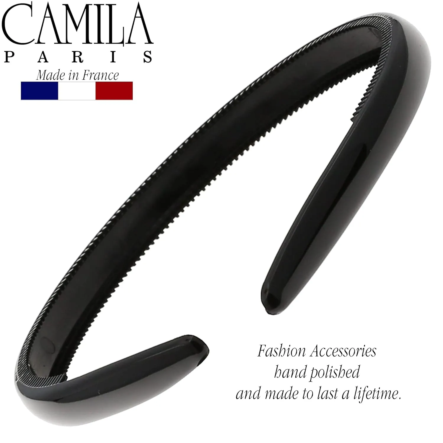 Camila Paris CP3011 French Fashion Headband for Women, Very Flexible with Teeth for Strong Hold Grip, Women's Hairband, No Slip  Durable Styling Girls Hair Accessories, Made in France with Cellulose