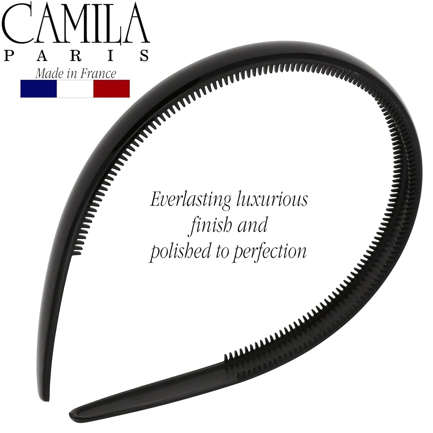 Camila Paris CP3011 French Fashion Headband for Women, Very Flexible with Teeth for Strong Hold Grip, Women's Hairband, No Slip  Durable Styling Girls Hair Accessories, Made in France with Cellulose