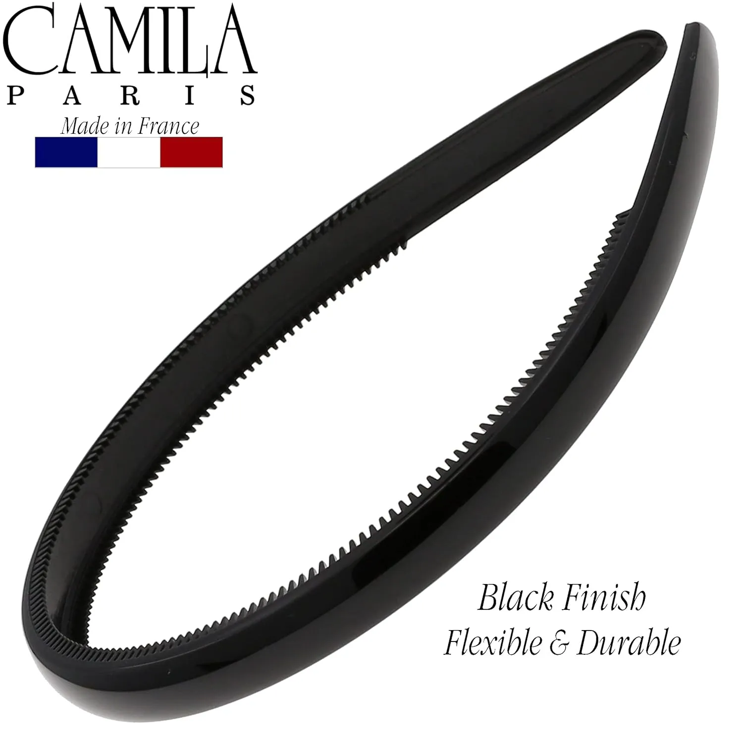 Camila Paris CP3011 French Fashion Headband for Women, Very Flexible with Teeth for Strong Hold Grip, Women's Hairband, No Slip  Durable Styling Girls Hair Accessories, Made in France with Cellulose