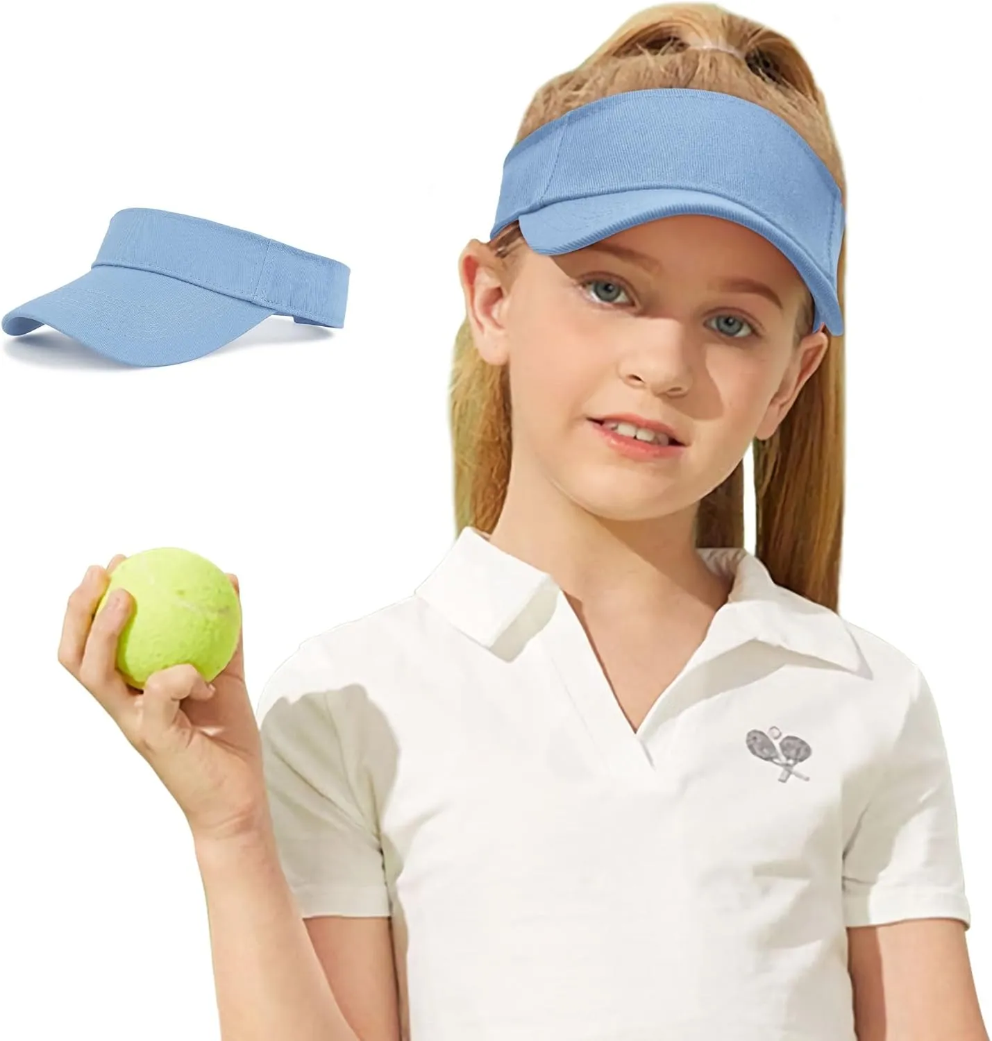 Century Star UPF 50  Kids Visor Sun Hat Adjustable Girls High Ponytail Tennis Hat Sports Boys Running Golf Visor Cap