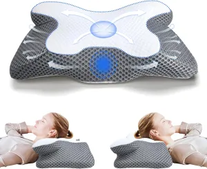 Cervical Neck Pillow,Ergonomic Cervical Support for Adult,Pillows for Neck & Shoulder Pain Relief,Orthopedic Memory Foam,Contour Bed Pillow for Side Sleeper (Grey)