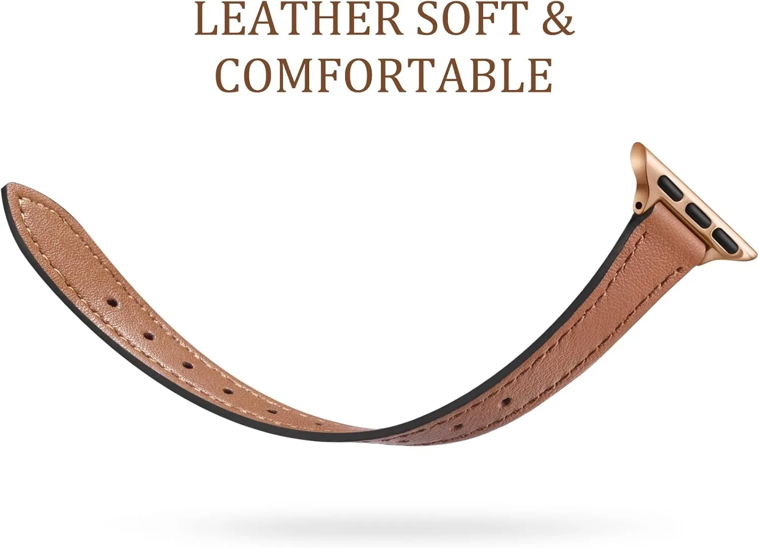 Charlam Slim Leather Band Compatible with Apple Watch Band 40mm 38mm 41mm 42mm 44mm 45mm 46mm Women,Top Grain Genuine Leather Strap Thin Watch Wristband for iWatch Series 10 9 8 7 6 5 4 3 2 1 SE Ultra