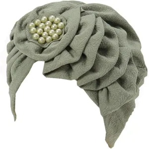 Chemo Turban Caps for Women - Bead Flower Solid Headwear Hats Pre Tied Headwraps for Cancer Patients